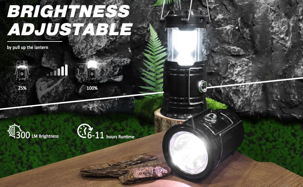 4-Pack Solar Camping Lantern, Collapsible LED Solar USB Rechargeable Lantern Flashlight Emergency Hanging Lights for Camping Hurricanes Power Outages Indoor Outdoor