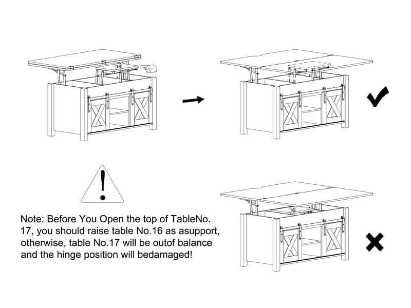 Sikaic Lift Top Coffee Table, 4 in 1 Multi-Function Convertible Coffee Tables with Storage and Hidden Compartment, Farmhouse Coffee Table Converts to Dining Table for Living Room