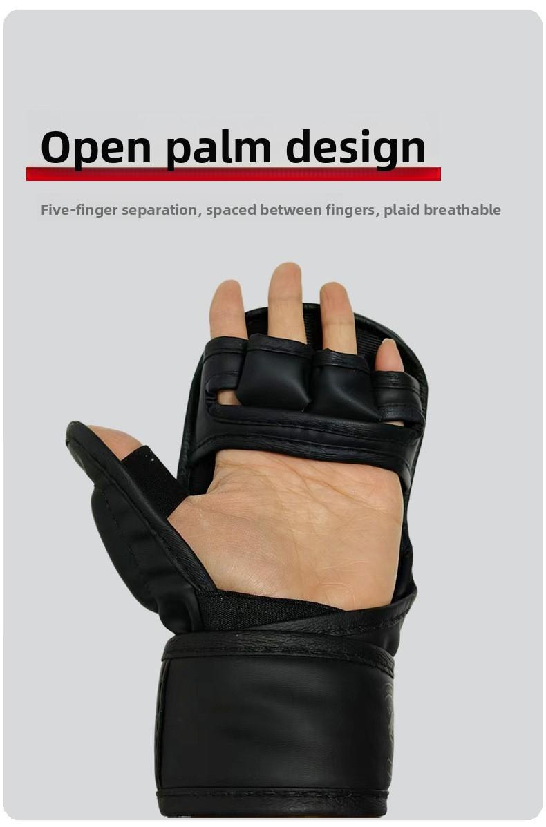 Adult Boxing Gloves for Sanda Training MMA Fighting Punching Bag Half Finger Professional Competition Kickboxing Gloves Shock Absorption Breathable Wrist Support Protective Gear for Martial Arts Sparring Grappling Training for Men Women Athletes