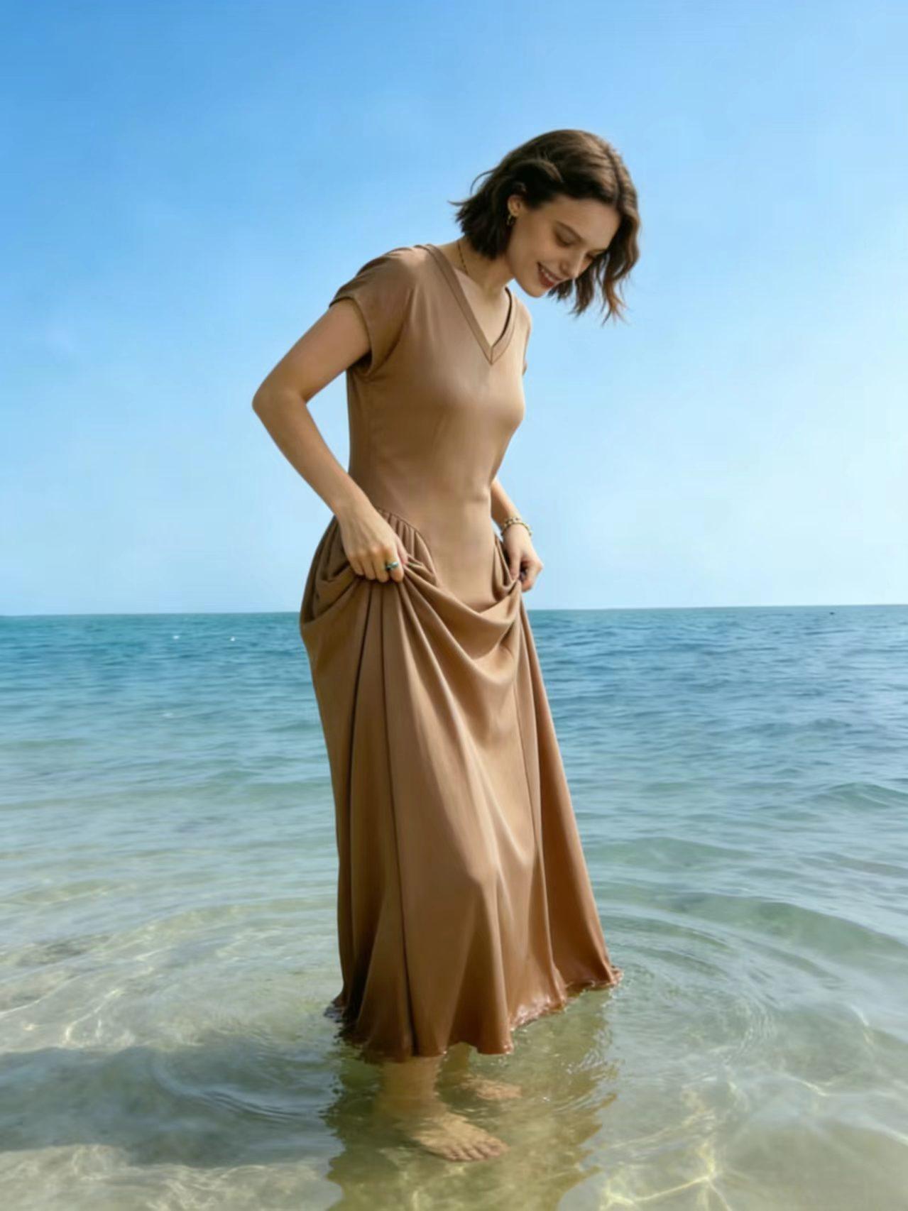 Solid Color Fashion Plus Size Short Sleeve Dress, Stylish Casual Wear for Women, Comfortable and Trendy Summer