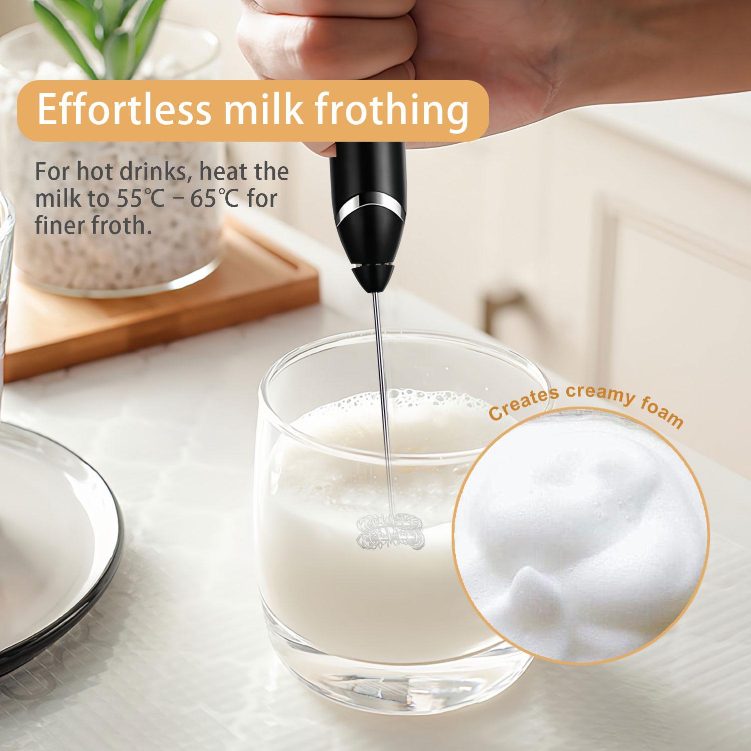 2026 Upgraded Rechargeable Milk Frother – Handheld Electric Coffee Mixer with 3 Whisks, 3 Speed Settings & Storage Stand | Versatile Drink Mixer for Juices, Prebiotic Powders, Lattes, Cappuccinos,coffee mixer, Matcha & Eggs (Black)– Christmas gift