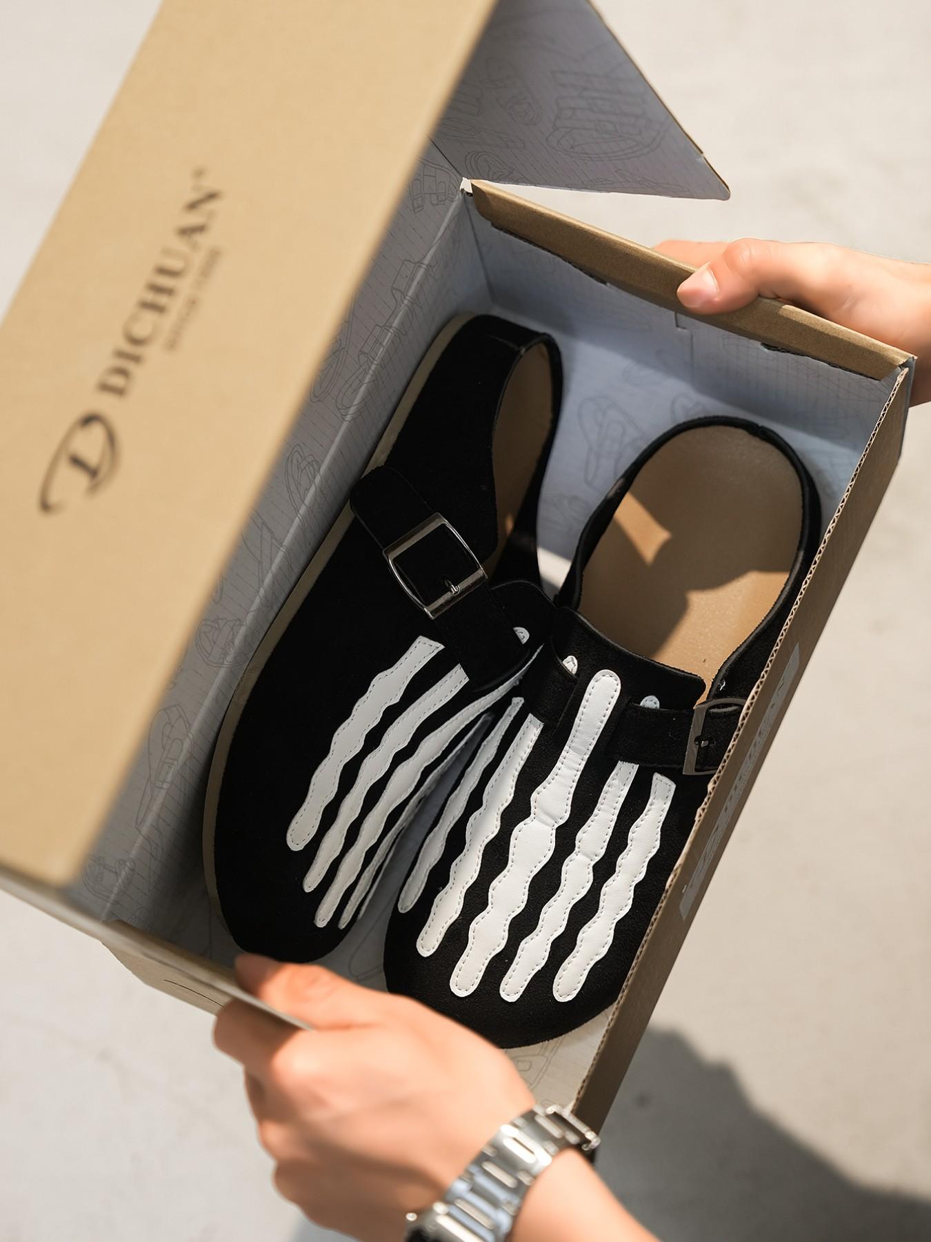 Men's Gothic Skull Sandals, Comfortable Soft Sole, Non-Slip Fashion Sports Shoes, Suitable for Spring Summer Indoor Outdoor Activities