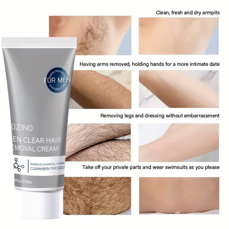 ROZINO Men's Refreshing Hair Removal Cream - Moisturizing & Nourishing Formula for Brighter Smoother Skin - Clean-Skin Friendly Wax Cosmetic