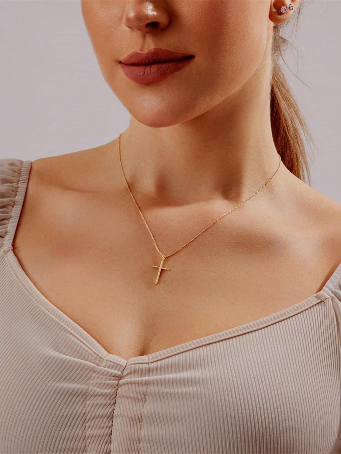 Women's Cross Necklace, Minimalist Religious Jewelry, Ideal for Daily or Outdoor Wear, Perfect Christian Women's Gift