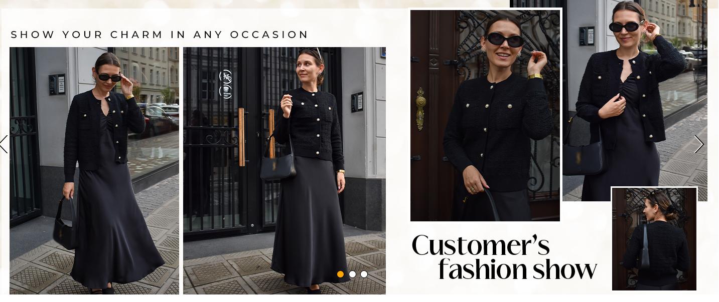 GRACE KARIN Womens Open Front Button Down Long Sleeve Texture Knit Cardigan Sweaters with Pockets