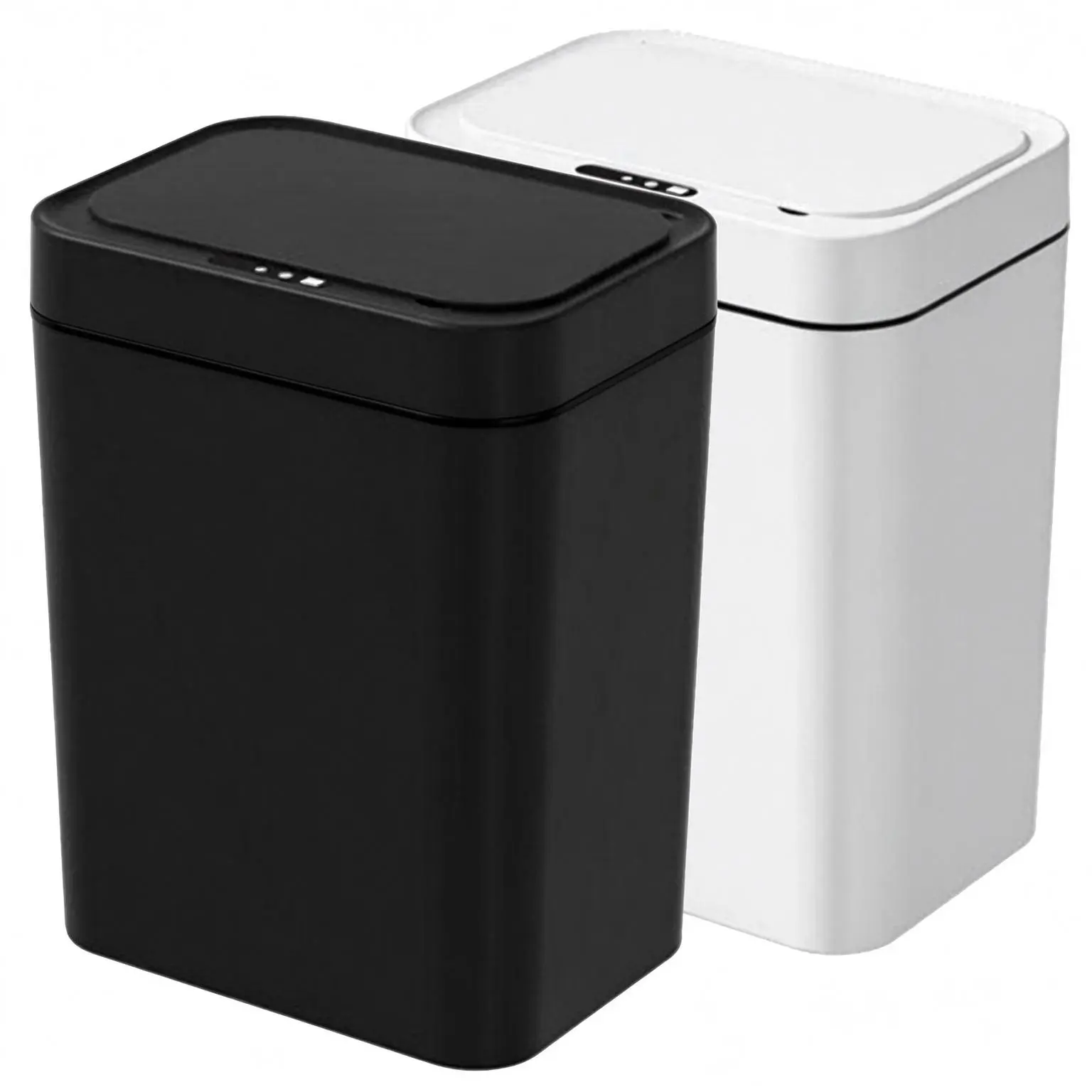 2 Pack 4.2 Gal Plastic Touchless Motion Sensor Smart Trash Cans, Slim Waterproof Small Bins for Camping, Household Use, Trash Cans for Kitchen (White, Black)