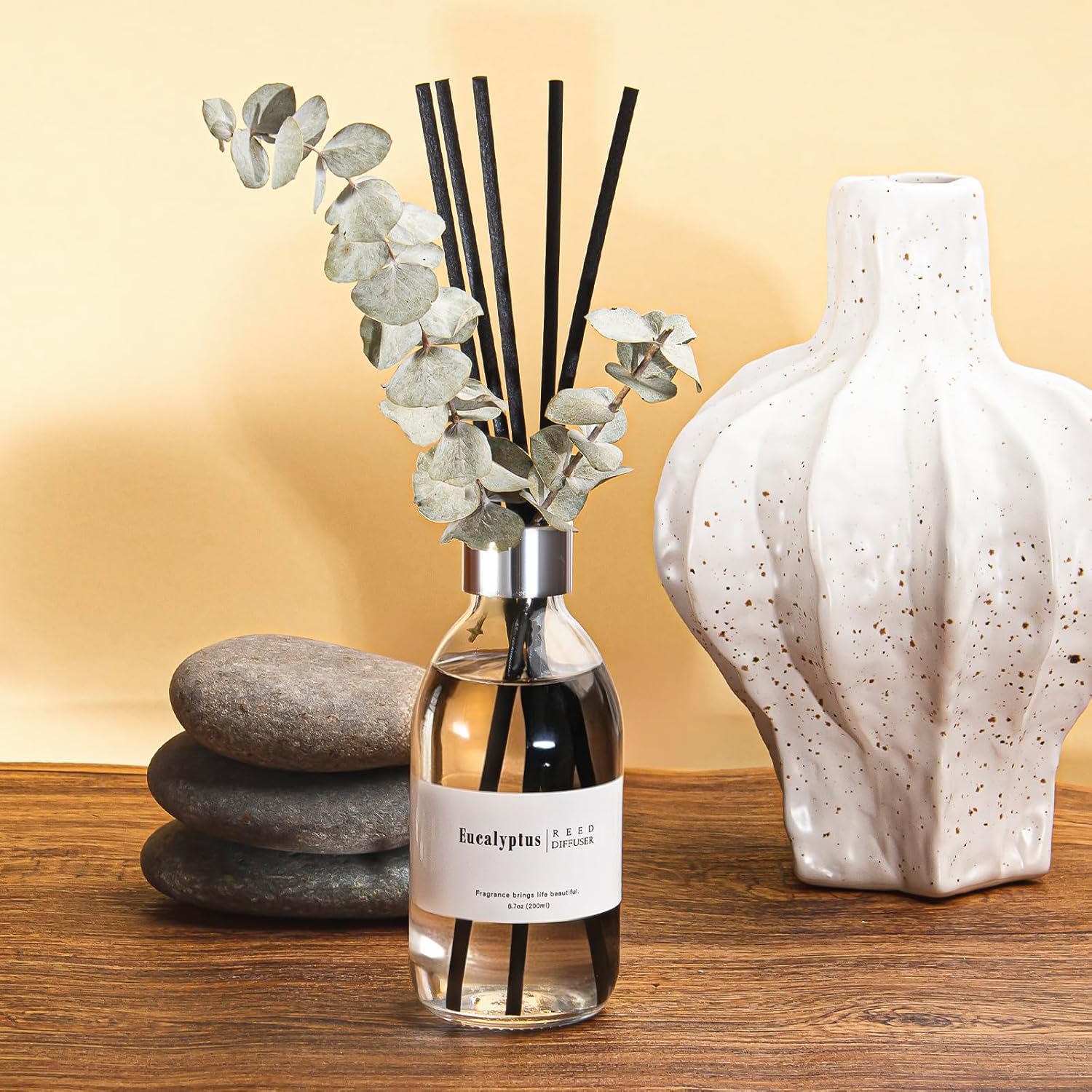 Reed Diffuser Set, 6.7 oz Eucalyptus Scented Diffuser with Sticks,   Reed Diffuser for Bathroom Shelf Decor