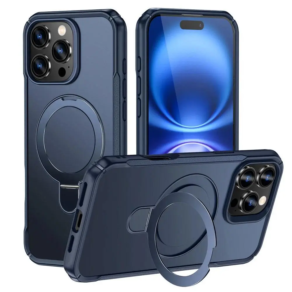 MagSafe Wireless Charging Foldable Magnetic Stand Smartphone Case, Anti-Slip Bumper Protector for iPhone 11/12/13/14/15/16/17/18 Pro Max/16E, Handheld Device Accessories
