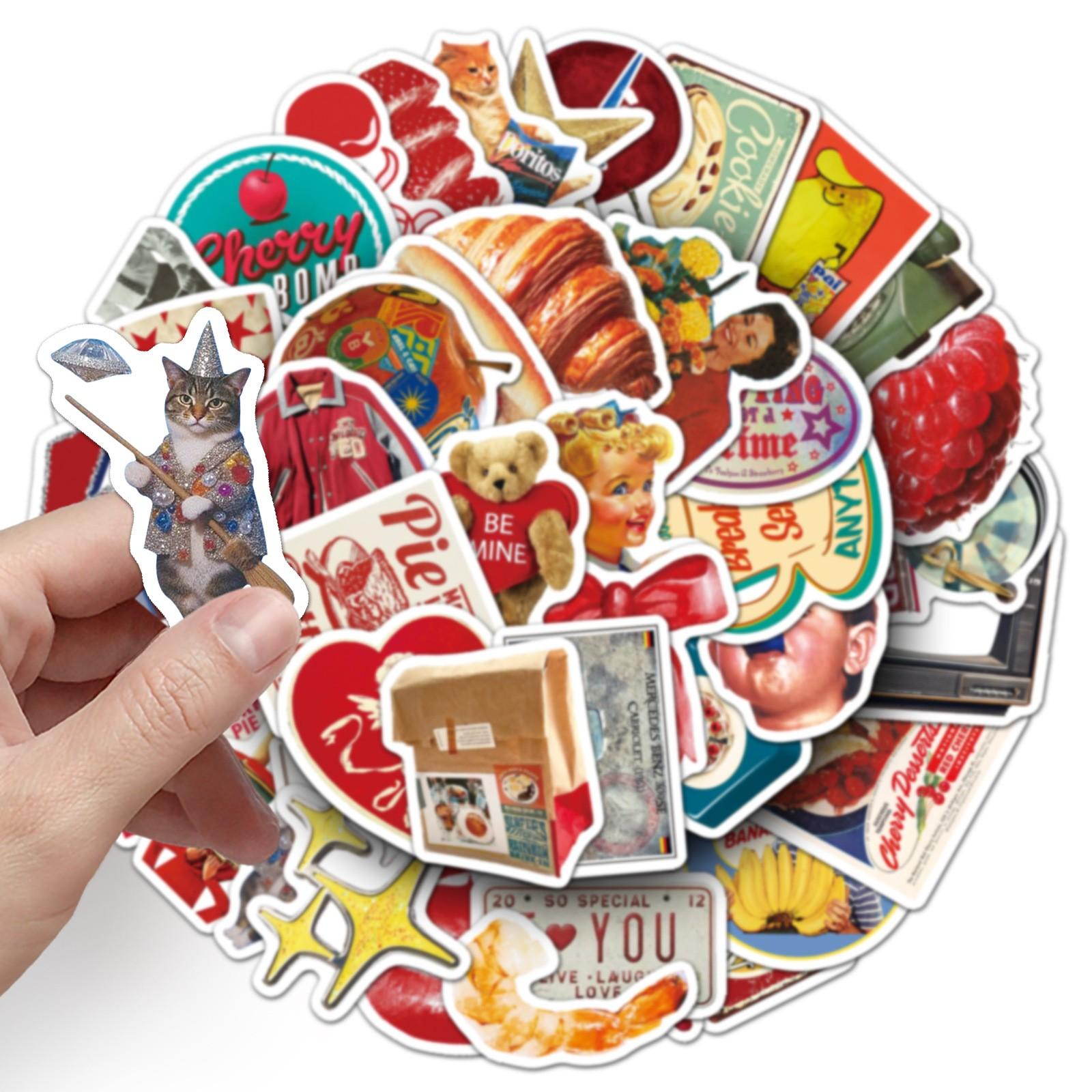 50 Pieces American Retro Graffiti Stickers, Cartoon Creative Collage Decorations, Phone Case Skateboard Notebook Stickers