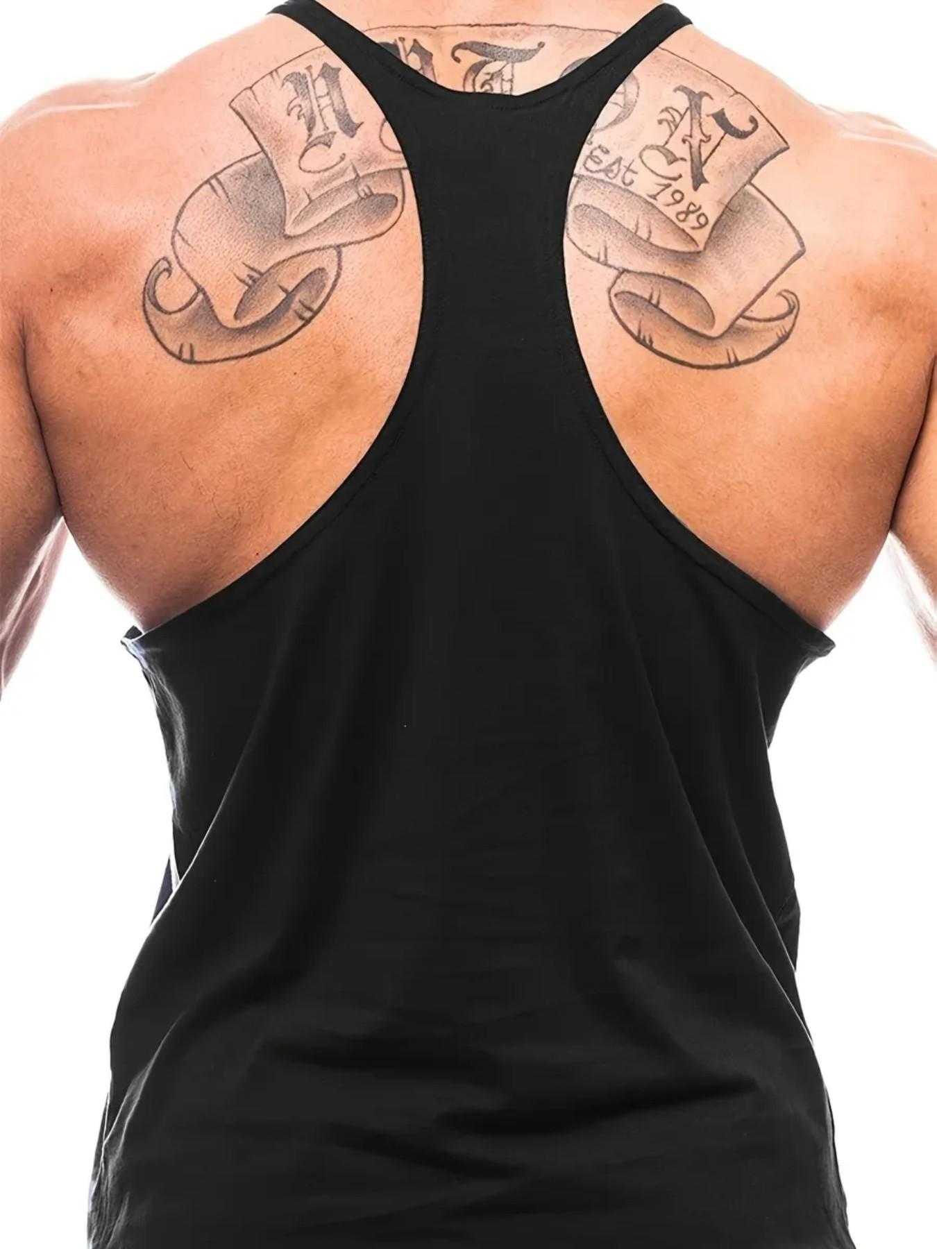 Men's Muscle Alive Graphic Fitness Tank Top, Sporty Loose-Fitting Sleeveless Shirt, All-Season Muscle Training Wear, Creative Design