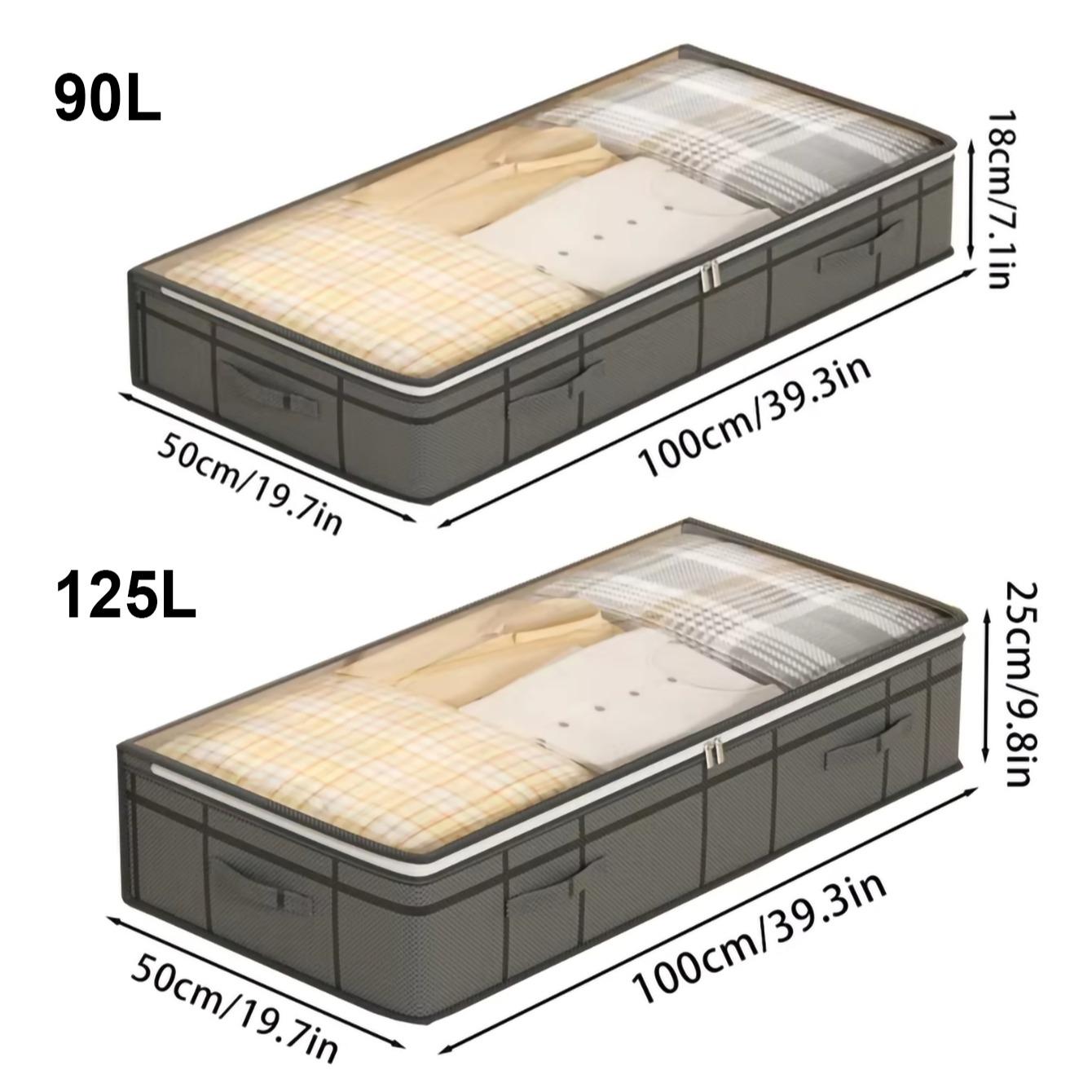 Under Bed Clothes Storage Bag, Quilt Storage Box, Bedroom Organizer, Visible Window with Handle, Waterproof Dustproof Large Capacity
