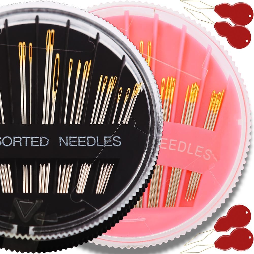30Pack  Sewing  for Hand Sewing Repair, 6 Sizes   with 2 Threaders, Hand Sewing , Large Eye Stitching , Embroidery , Sewing