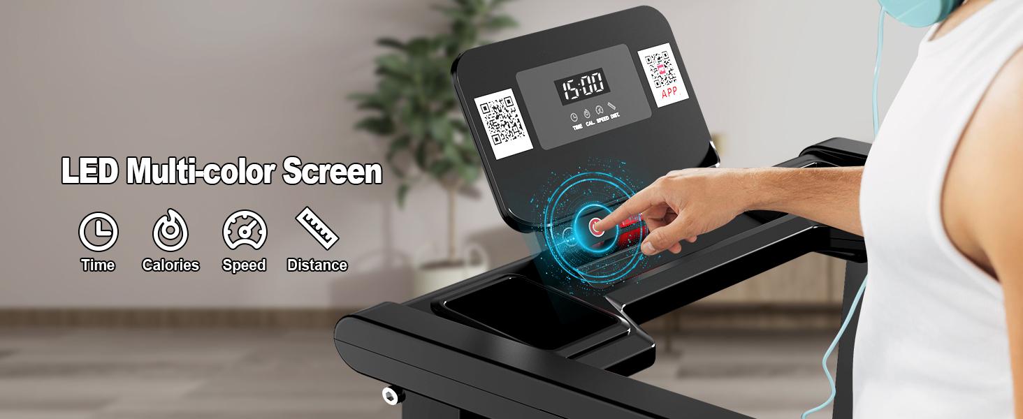 LIVIVOX folding Fitness treadmill with handle, 2.5HP,LED display, 300LBS capacity, portable home gym walking pad treadmill for small-space，Back to school