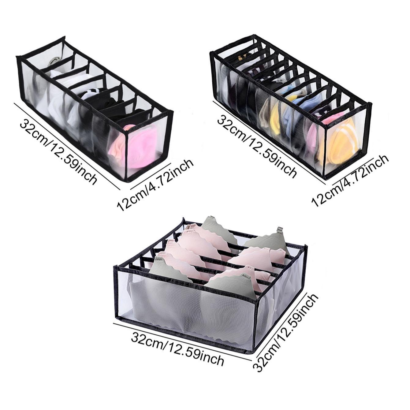 1Pc Foldable Grid Drawer Storage Box-multifunctional Breathable Underwear and Socks Storage Box, Multi-compartment Design, Space-saving Wardrobe Finishing Artifact, Ladies Fashion Accessories Clothing Storage Box, Collapsible Storage Boxes