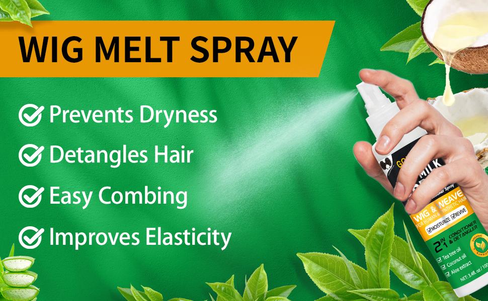 GOPILE Wig Milk Spray Leave-In Conditioner Spray for Synthetic Hair 3.4 fl oz - Moisturizer & Detangler, 2 in 1 Haircare Detangling Blend Hydrate