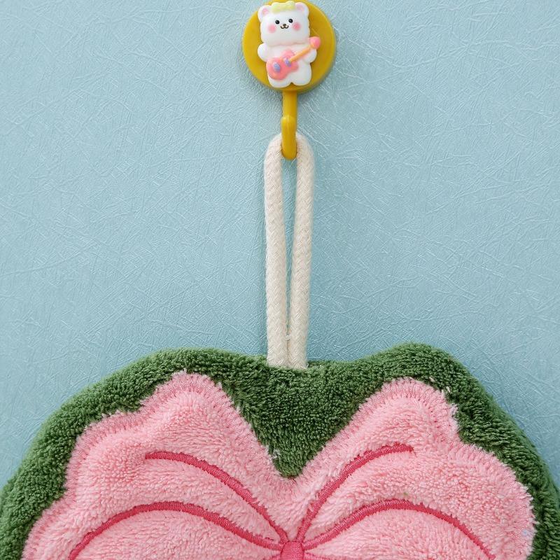 1 Pack Leaf Shaped Coral Fleece Hanging Hand Towel | Thickened Absorbent Lint-Free Quick-Drying | Multi-Purpose Towel Cleaning Cloth for Kids Home Kitchen Bathroom Daily Use