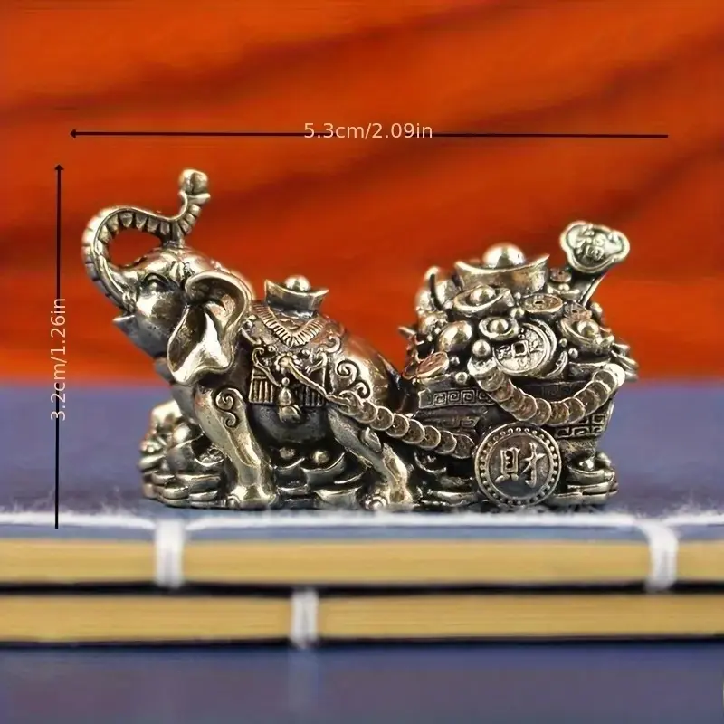 Collectible Figurines ,Brass Elephant Decoration, Treasure Bowl Elephant Pulling Cart Home Craftsmanship, All-Copper Living Room Office Opening Gift Decoration Company Feng Shui ornaments, wealth-gathering mascot ornaments, lucky decorations