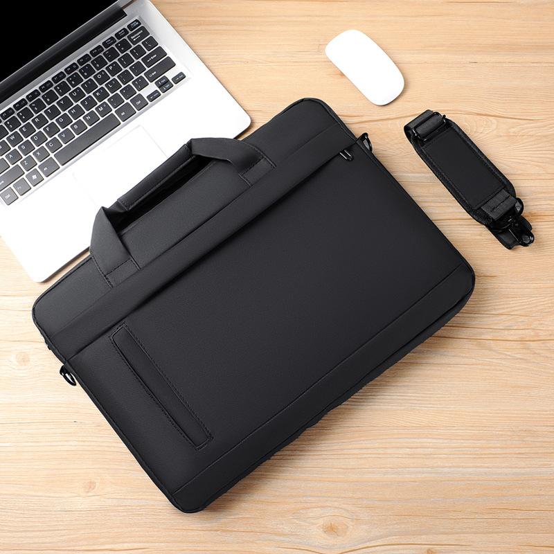 Waterproof Laptop Briefcase - Sporty Chic Woven Fabric Business Handbag with Detachable Strap, Multi-Pockets, Zipper for Office Work, Business Casual Use