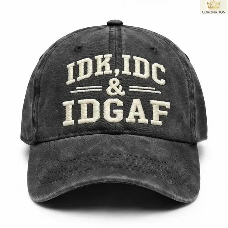 IDK IDC IDGAF Embroidered Baseball Cap, Y2K Aesthetic Streetwear Hat for Women Men, Funny Slogan Dad Hat with Adjustable Strap, Soft Breathable Cotton Unisex Casual Cap for Daily Wear, Outdoor Activities, Travel & Gift Ideas