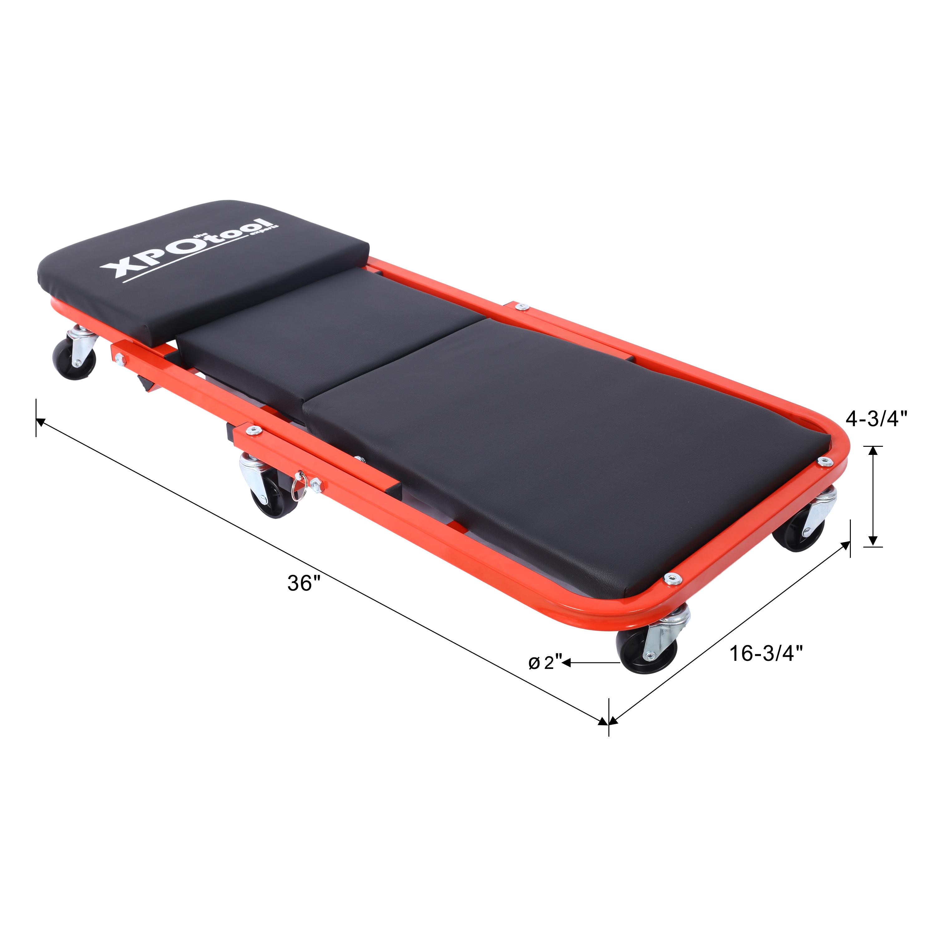 Foldable Z Garage Creeper, 36 in, 300 lbs Load Capacity Rolling Folding Mechanic Creeper Stool, with 6 Wheels Tool Tray Padded Seat Steel Frame, Lay Down or Sit Chair for Garage Shop or Home