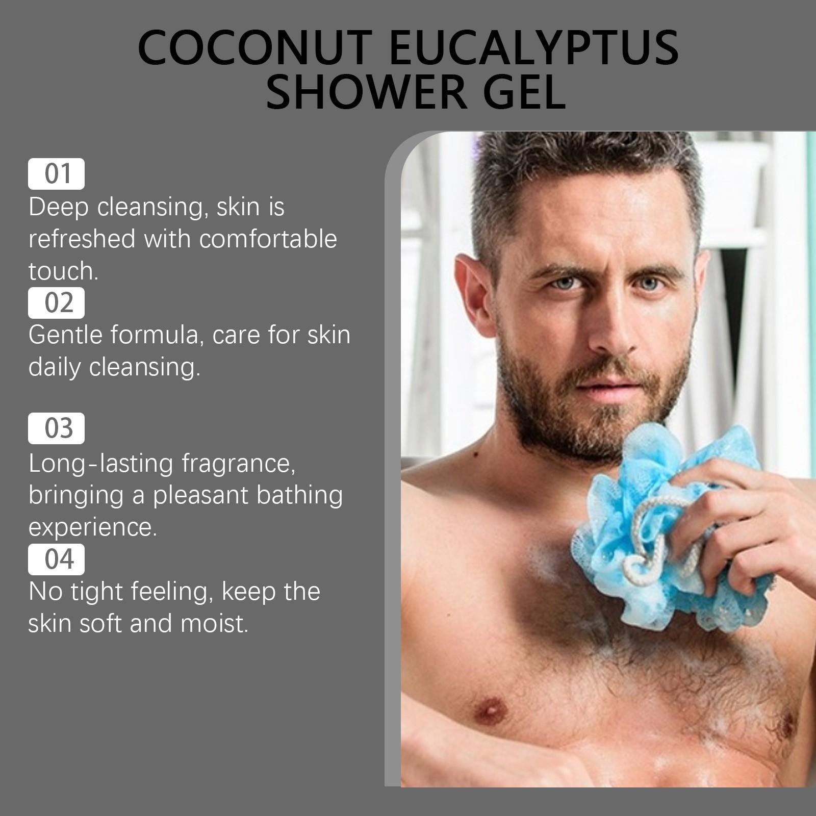 East Moon Eucalyptus Coconut Scented Bath Gel, Moisturizing and Hydrating, Gentle Cleansing, Refreshing Fragrance, Body Care