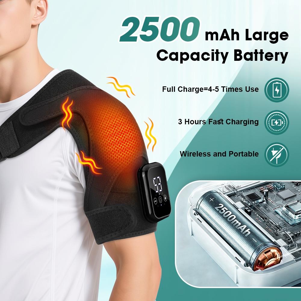 3 Vibration Modes Heating Shoulder Support, Healthcare, 2500mah Rechargeable, Portable, Extended Strap, Touch Screen Timer, Left Right Universal, Christmas Gift