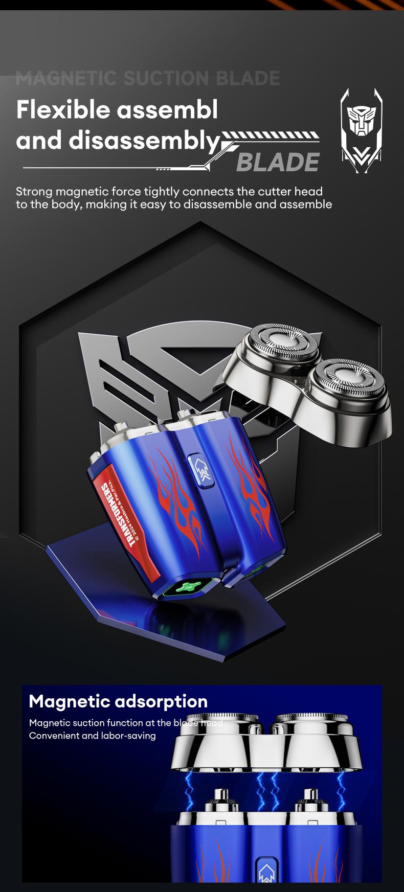 TRANSFORMERS Mini Shaver, 360° Floating Head, Dual-Arc Blade Net, Portable & Waterproof, Ultra-Long Battery Life, Best Gift