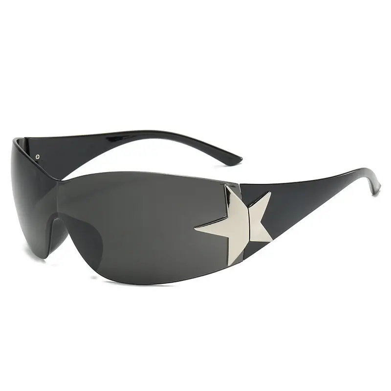Y2K Sunglasses Futuristic Sleek Unisex Shades UV400 Protection PC Lens Rimless Style for Driving Cycling Parties Everyday Essential Cool Edgy Look