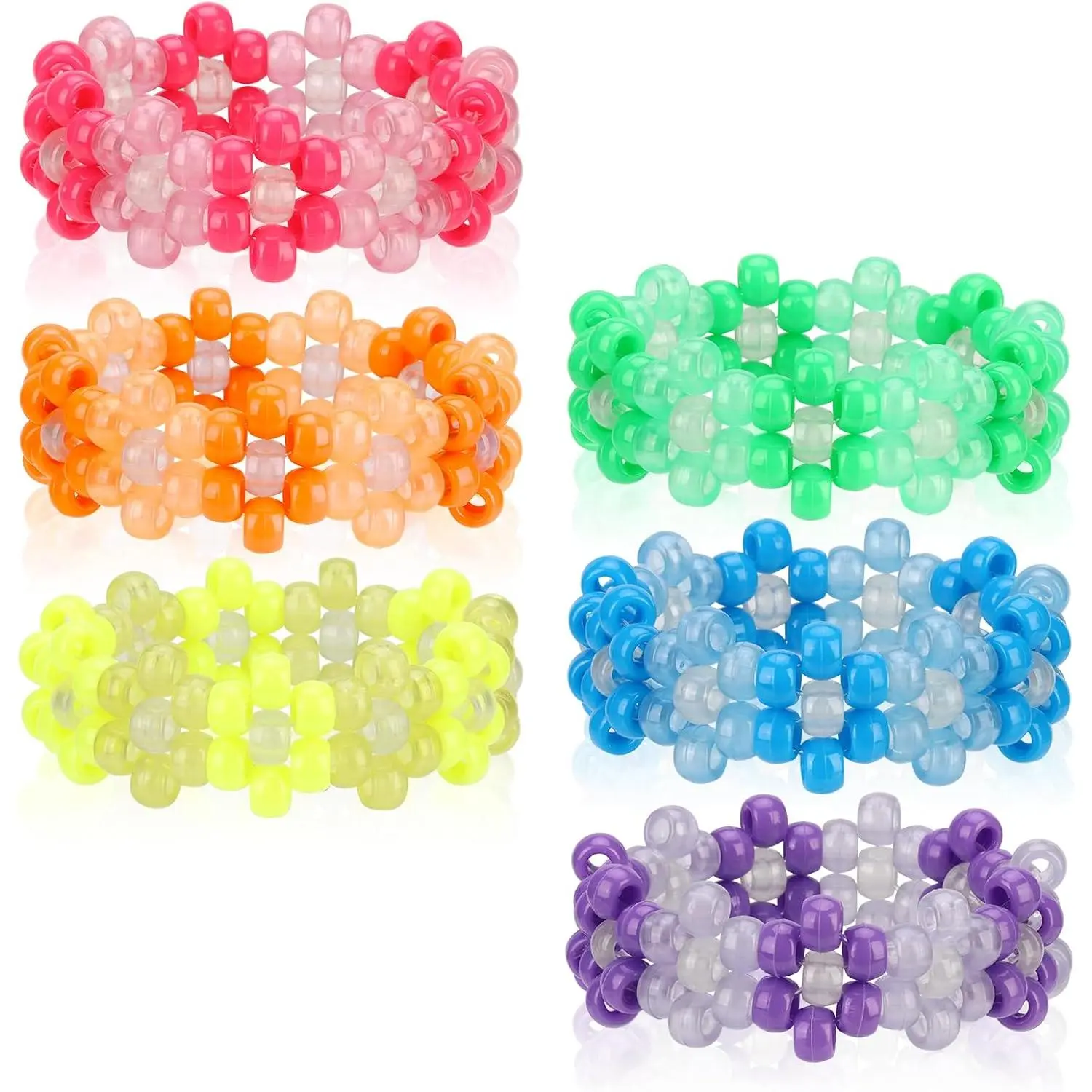 Multicolor Beaded Flower Stretch Kandi Cuff Bracelets Rave Accessories Jewelry for Women Friends Ideal for EDM Music Festival Party Favors