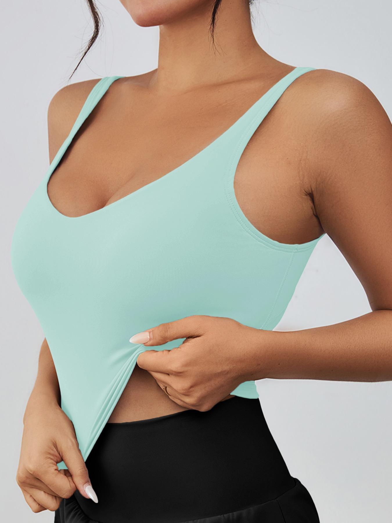 Women's Solid Sports Bra, Sporty Wide Strap Lingerie Top for Tennis Pickleball, Gym Clothes, Women's Athletic Clothing for Indoor Outdoor Wear