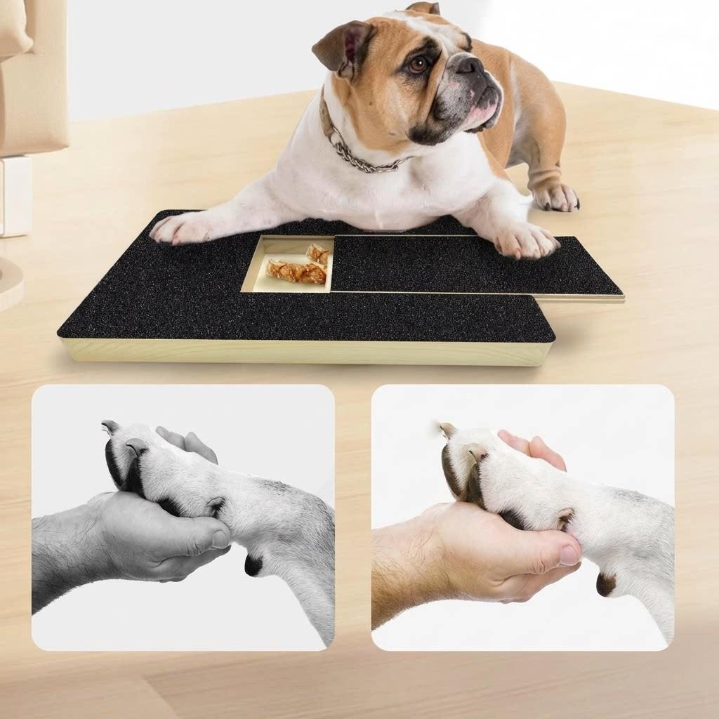 Wooden Pull-Out Dog Scratcher Board with 2 Replacement Sandpapers, Durable and Dust-Resistant, Pet Supplies, Paw Repair Board