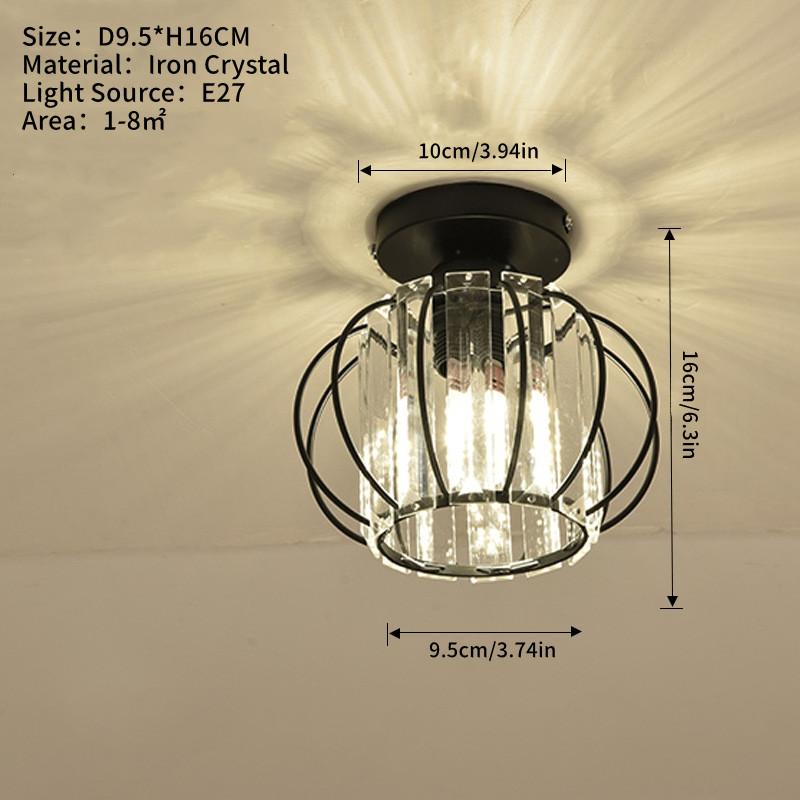 /gold Corridor Light, Nordic Modern Minimalist Entryway Balcony Lamp, Trendy Luxury Crystal Ceiling Light, No LED Bulb Included