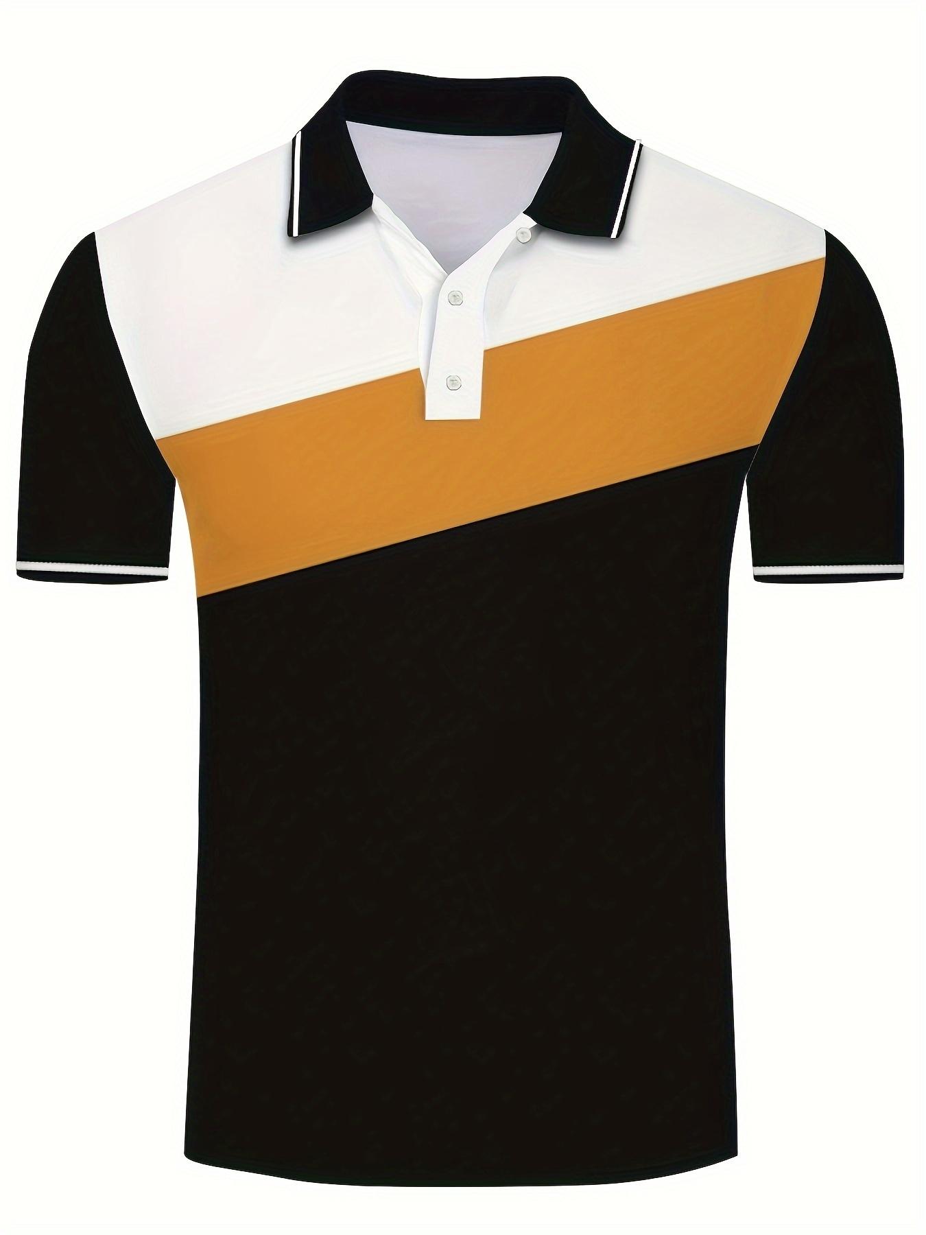 New Geometric Print Shirt, 3D Digital Print Casual Short Sleeve Top, Summer Collared Comfortable Breathable T-Shirt