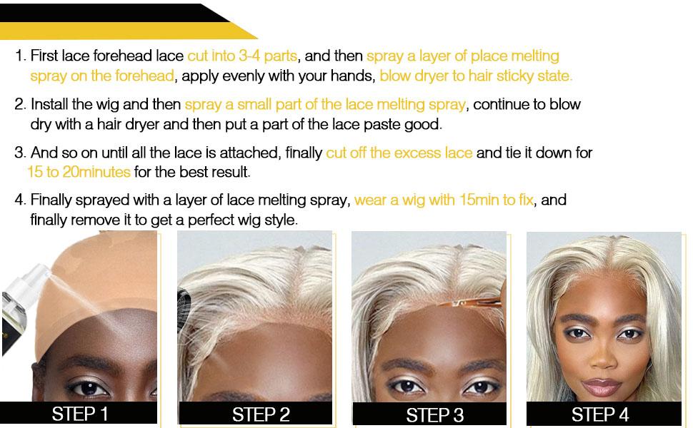 5 Count Lace Melting Spray Set Wig Adhesive for Wigs Closures Extensions Strong Hold No-Residue Wig Spray Protects Edges Hairline