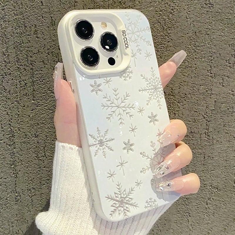 Snowflake Pattern Phone Case, Anti-drop Cellphone Protective Case, Total Protective Shockproof Mobile Phone Cover for iPhone