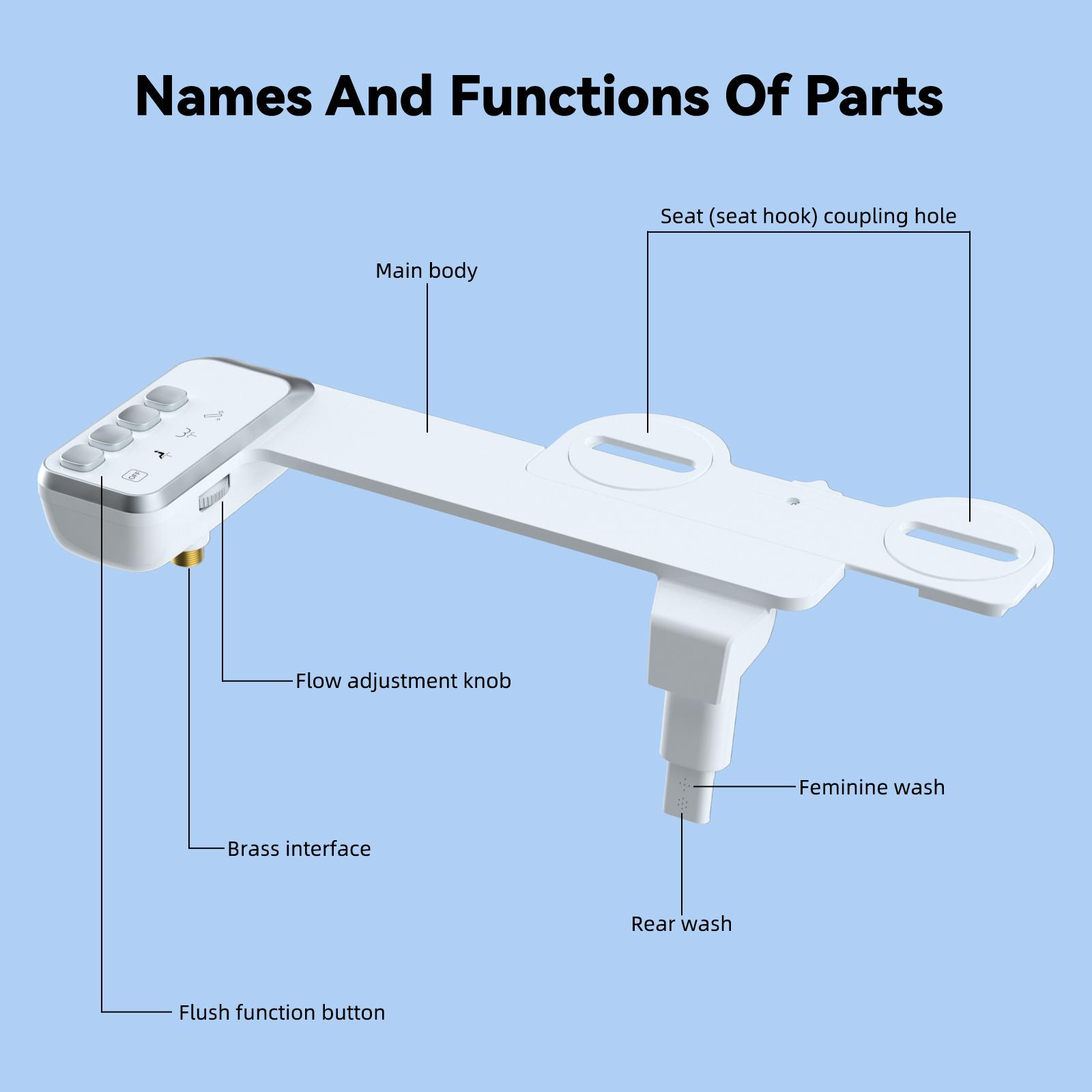 Bidet Attachment for Toilet, Non-Electric Dual Nozzle for Frontal & Rear Wash, Adjustable Water Pressure Control, Fresh Water Bidet Toilet Seat, Self Cleaning Water Sprayer Bidet Attachment for Toilet, Non-Electric Dual Nozzle for Frontal & Rear Wash, Adjustable Water Pressure Control, Fresh Water Bidet Toilet Seat, Self Cleaning Water Sprayer