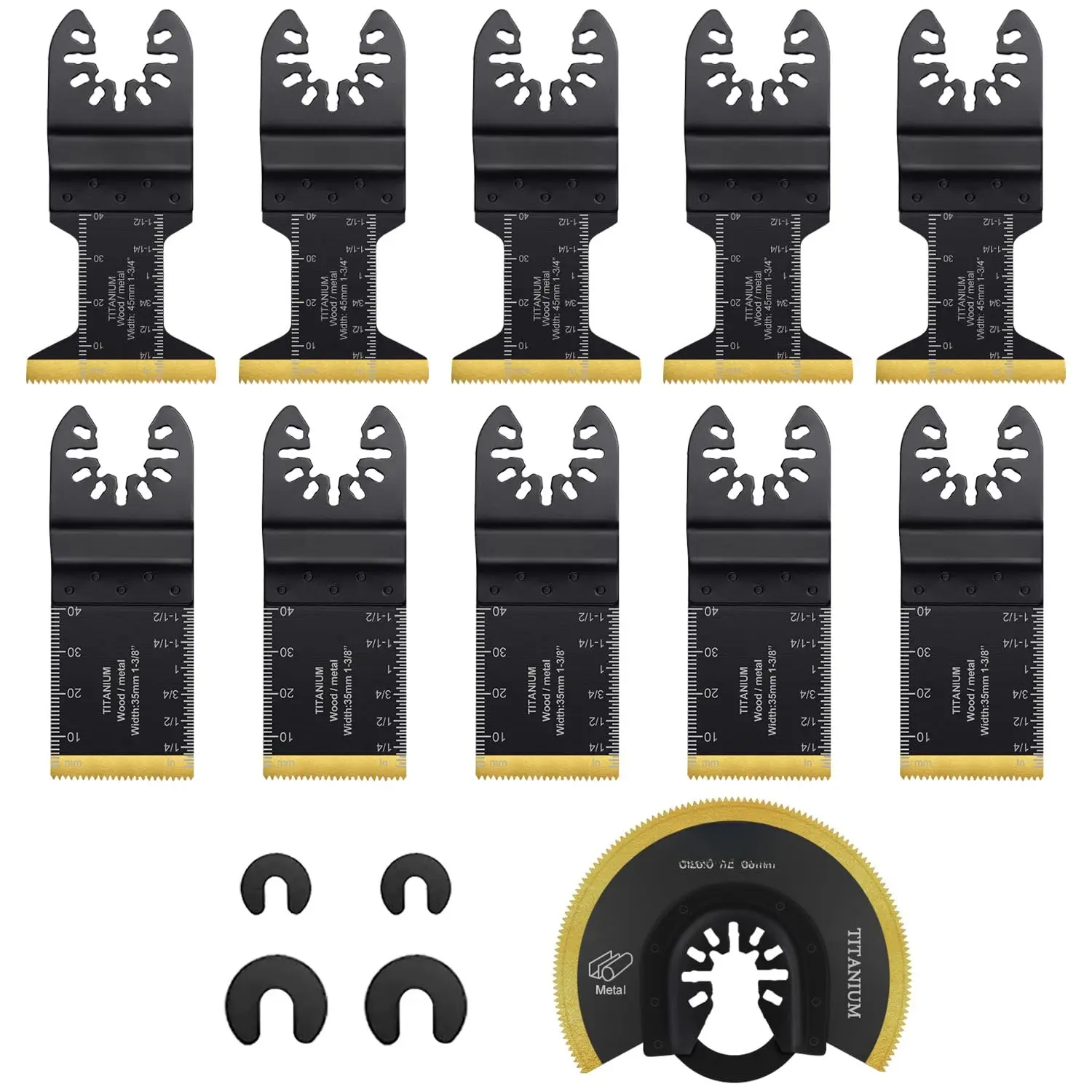 11 count Titanium Oscillating Tool ,  Oscillating Multitool  Metal  Quick Release for Hard Material Metal Nails  Plastic fit  Oscillating Tools