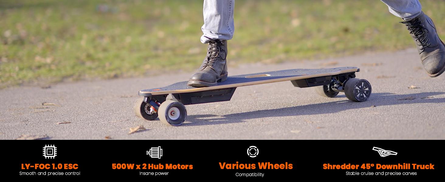 MEEPO V5 Electric Skateboard with Remote, Top Speed of 29 Mph, Smooth Braking, Easy Carry Handle Design, Suitable for Adults & Teens Beginners Mobgriptape Rubber Wheels skateboard skateboard skateboard