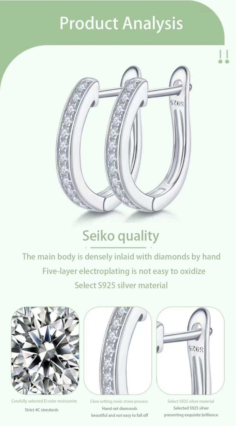 [Unisex Necklace] S925 Single Row Pair of Half Synthetic Moissanite Earrings Unisex Gift