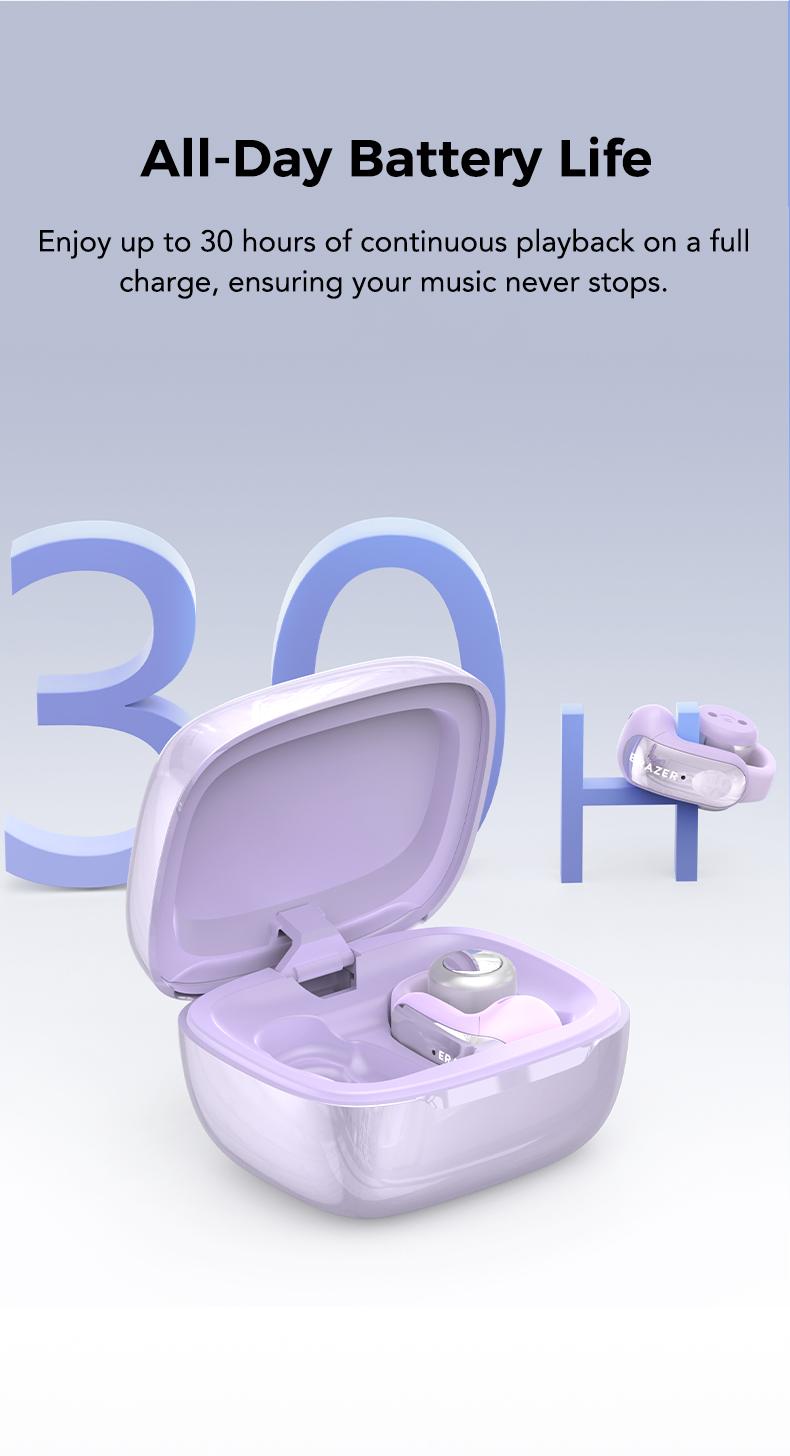 ERAZER XF28 Clip-on Open Ear Translation Wireless Earbuds With APP, Wireless Headphones With Audio-Visual Future Touch Screen, Waterproof Sports Electronic Earphones with Long Endurance,Bluetooth 6.0 Immersive Audio Earphones, for Sports Running Working