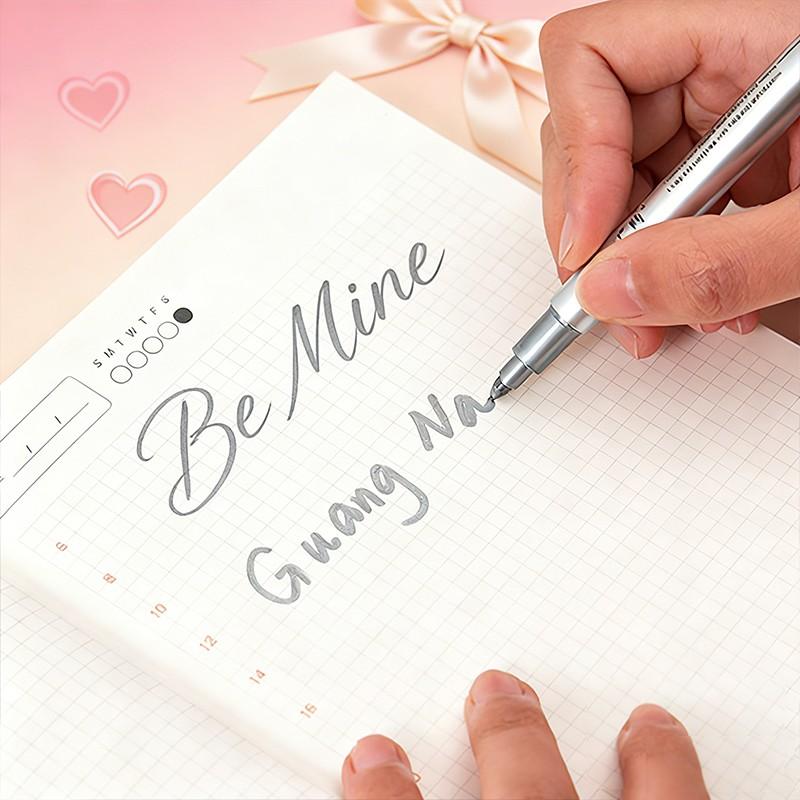 2 Pack & Silver Color Markers Set, Metal Sign Pen, Art Pen, Artist Drawing Pen Ideal for Valentine's Day Cards and Holiday Decorations