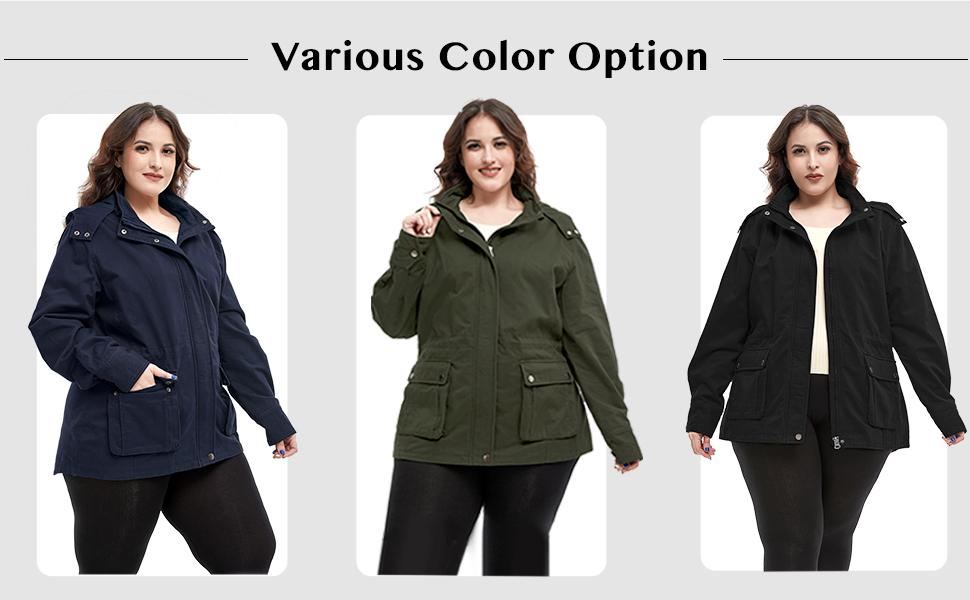 Women's Plus Size Military Cotton Jacket with Detachable Hood Womenswear Coats Casual Outerwear Tops Women's Plus Size Military Cotton Jacket with Detachable Hood Womenswear Coats Casual Outerwear Tops