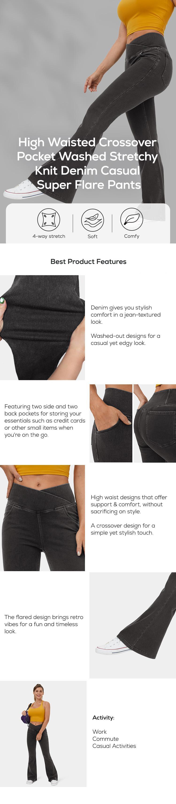 Halara Flex High Waisted Crossover Pocket Washed Stretchy Knit Casual Super Flare Jeans   #TikTokShopHolidayHaul