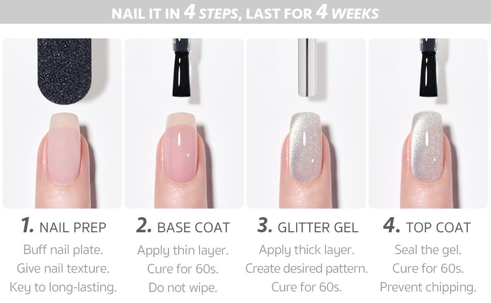 GAOY Holographic Glitter Cat Eye Gel Polish Set of 6 Colors with Free Magnet Holiday Gift Pick UV LED Soak Off Nail Polish Home DIY Manicure Nail Salon Varnish