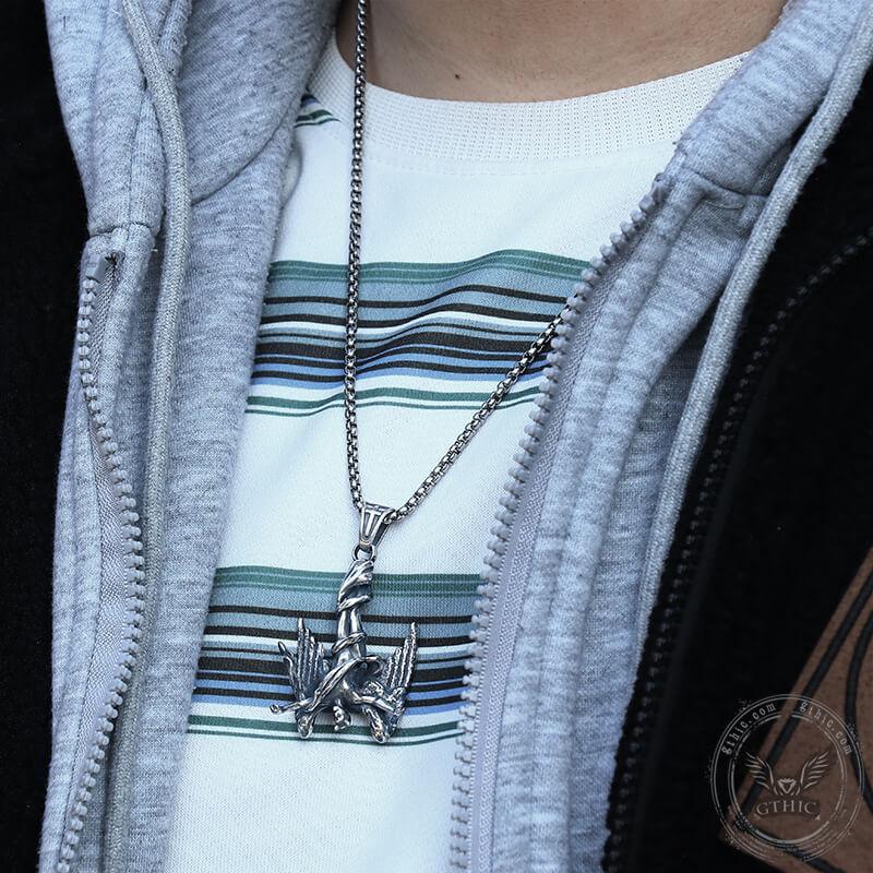 GTHIC Unisex Fallen Angel Stainless Steel Pendant For Rapper Rocker Daily Wear Birthday Gift