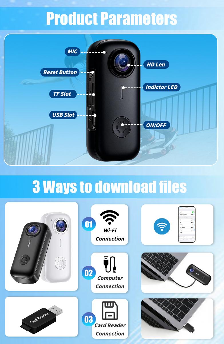 Thumb Action Camera, 1080P Mini Body Camera with Audio & Video Recording, Portable POV Pocket Camera, WiFi Connectivity, Wireless Vlog Camera, Hands-Free Sports DV with Magnetic Lanyard, Ski Camera Thumb Action Camera, 1080P Mini Body Camera with Audio & Video Recording, Portable POV Pocket Camera, WiFi Connectivity, Wireless Vlog Camera, Hands-Free Sports DV with Magnetic Lanyard, Ski Camera