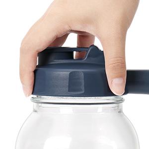 SOLIGT Mason Jar Pitcher with Handle, 64oz Wide Mouth, Airtight & Dishwasher Safe, Cold Brew Coffee Maker Pitcher, Glass Pitcher for Homemade Iced Tea Drinkware Jugs Lemon Tin Christmas Gift Ideas