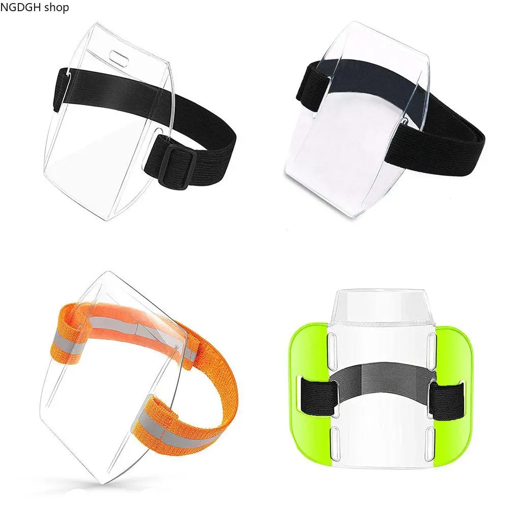 Vertical Armband ID Badge Holder with Adjustable Elastic Strap, High Visibility Reflective Tactical Card Sleeve for Airport, Construction, Security Personnel, Ski Pass Lift Ticket Protector, 1 Pack