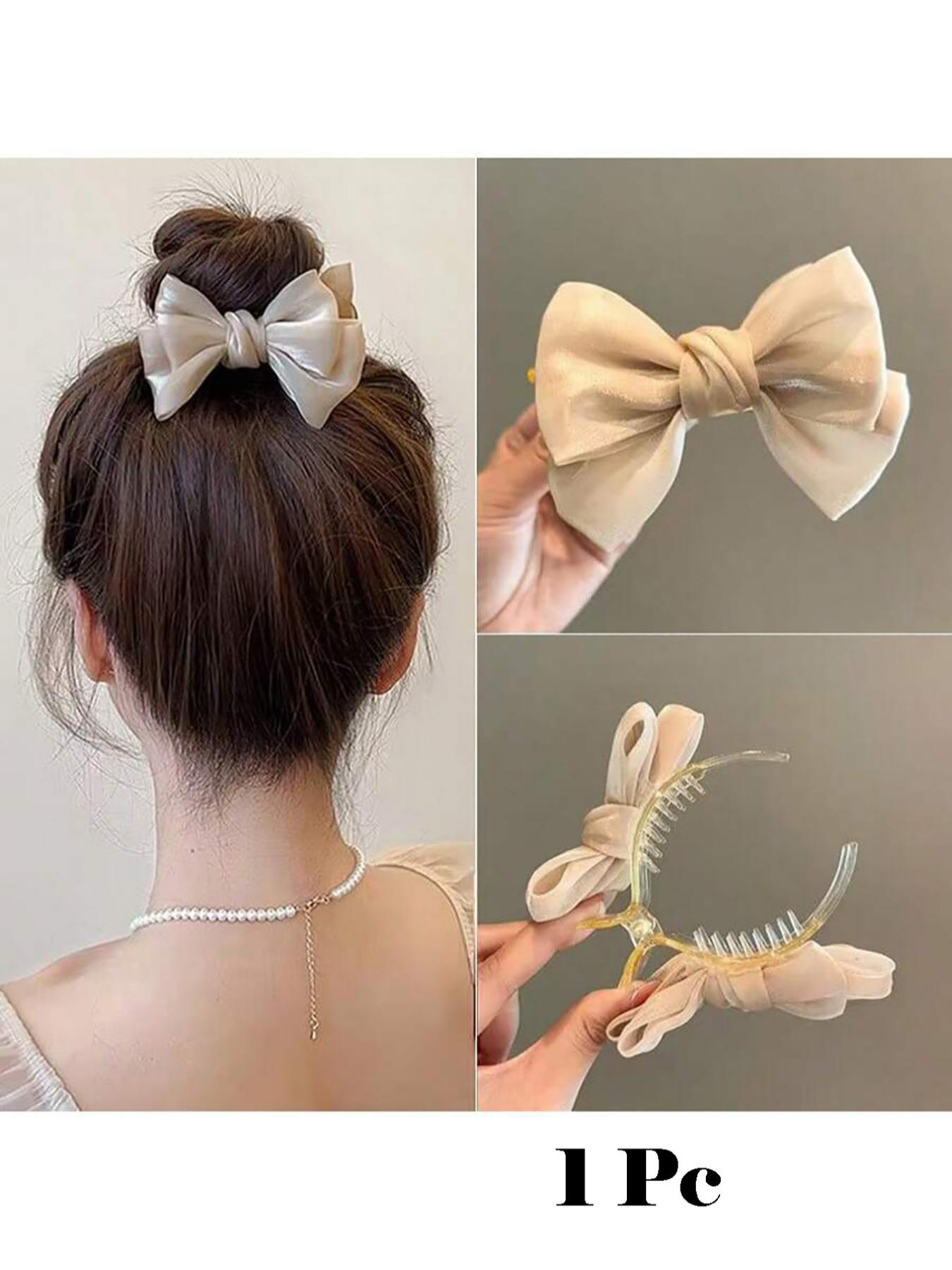 2Pcs Elegant Non-Slip Bow Accent Hair Claws, Suitable for Bun & Ponytail, Hair Clips for Women, Hair Accessories, Claw Clips, Hair Claw Set