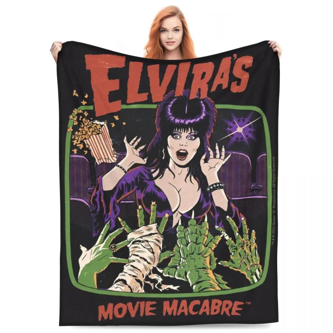 E-Elvira Mistress Of The Dark Movie Flannel Blanket Horror Comedy Soft Throw for Couch Bed Bedspread Sofa Cover – Kids Blanket & Adult Blanket Halloween Gift Spooky Home Decor